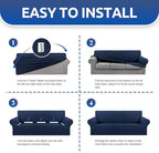 Stretch Couch Covers for Sofa, 3 Cushion Couch Slipcover,Navy Blue | 1-Piece Washable Sofa Cover Pet Friendly(78"-94") Furniture Protector Soft Jacquard, Elastic Bottom for Dogs & Kids