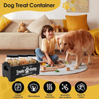 Dog Treat Container for Countertop Dog Food Storage with 3 Plastic Treat Jars Wood Dog Food Container with Handles and Lids Farmhouse Practical Pet Cat Dog Treat Storage Containers (black)