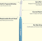 Jasper Microbrush Vet Approved Cat Toothbrush, Soft-Bristled Toothbrush Kit for Felines & Small Dogs, Non-Slip Handle, Tooth Brush Heads, Use with Cat Toothpaste, 4-Pack Blue