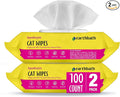 earthbath Hypo-Allergenic Cat Wipes, Made in USA, 100 Count (2 Pack) | Fragrance Free Cat Wipes for Paws and Butt