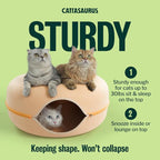 Peekaboo Cat Cave Donut for Multiple & Large Cats up to 30-45 lbs, 3-in-1 Self Warming Cat Bed, Tunnel & Scratcher for Indoor Cats, Washable & Detachable Dog Bed (Pastel Macaron, Large)