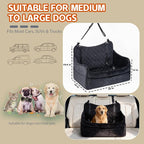 Dog Car Seat for Large Dogs up to 55 lbs, Heavy Duty Booster Seat | Reinforced pet car seat: safety tether, adjustable straps, waterproof Oxford fabric, anti-slip base for SUV, car & truck