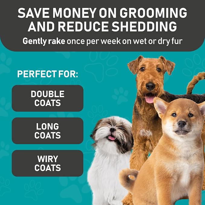 Maxpower Planet Pet Grooming Brush and 2X Grooming Gloves Combo - Double Sided Dematting, Deshedding Undercoat Rake for Dogs and Cats - Reduce Shedding Easily - Blue | Cat & Dual-Sided Rake, Dematting, Adjustable Fit, Machine Washable, Dog Brush for sh...