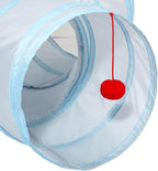 Tempcore Cat Tunnel for Indoor Cats, 3 Way Collapsible Pet Play Tunnel with Teaser Wand, Peek Holes & Hanging Ball, Interactive Tube for Kittens & Rabbits, Light Grey&Blue