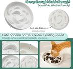 Ceramic Slow Feeder Cat Bowl, 6.3'' Wide Whisker Friendly Cat Puzzle Feeder | Slow Eating 5x, Anti Vomit Shallow Slow Eating Cat Dish for Dry and Wet Food, Microwave and Dishwasher Safe, 6.3" X 1.2"