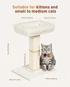 Morden Cat Scratching Post with Top Plush Bed for Indoor Cats | Removable & Washable Perch, Small Morden Cat Tree, Cat Tower with Scratch Post, Natural Sisal, White