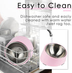 SuperDesign Mess Free 15° Slanted Bowl for Dogs and Cats, Tilted Angle Bulldog Bowl Dog Feeder, Non-Skid & Non-Spill, Easier to Reach Food L/2 Cup Pink