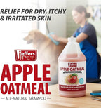 Jeffers Pet Apple Oatmeal Shampoo for Dogs & Cats, 128 oz - Gentle Coconut Based Formula w/Colloidal Oat Protein, Soap Free, Deodorizing Apple Scent, Sensitive Skin, Puppies Kittens Grooming Care