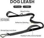 PetiFine 4FT Heavy Duty Dog Leash with Soft Padded Double Handle | Traffic Handle Extra Control,Auto Lock Hook,Reflective Nylon Walking Lead for Large,Medium,Small Breed Dogs