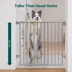 Babelio 34" H Extra Tall No Bottom Bar Baby Gate, 26-43" W, Grey | Easy Install| One-handed Opening| Auto-close| Drill Needed Indoor Safety Dog/Pet Gate for Stairs, Hallways & Doorways