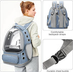 Cat Backpack Carrier, Breathable Cat Bubble Backpack Large Space Cat Carrier Backpack for Kitty Small Dog, Foldable Airline Approved Cat Backpack, Transparent Pet Travel Backpack Up to 20 lbs (Blue)