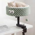 Cat Desk Bed, 2-in-1 Clamp On Desk Mount Perch & Nest, 360° Rotating Adjustable, 60 LBS Safe Weight Capacity, Washable Cushion for Small & Large Cats, Home Office Desk Hammock (Green)