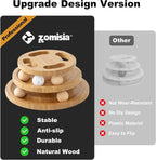 ZOMISIA Cat Ball Track Toy with Puzzle Top, Wooden Cat Toys for Indoor Cats | Interactive Spinning Balls, Large Cat Ball Tower for Kitten Exercise Mental Stimulation Self Play Home Enrichment