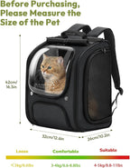 Pecute Cat Backpack Carrier,Large Space Dog Bubble Backpack,Ergonomic,Black | Bubble Transparent Window,Sunshade Curtain,Safety Rope,Sturdy,Large Mesh for Breathability,Suitable for Outdoor,Vet