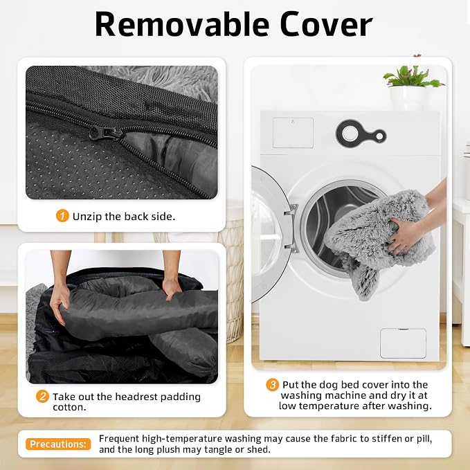 GGIB Calming Dog Bed Fluffy Plush Dog Mat for Furniture Protector with Removable Washable Cover for Large Medium Small Dogs and Cats (Small,Grey)
