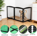 Dog Fence Indoor,Dog Gate Indoor for Doorway pet gate -3-Panel Freestanding, Hallways, House or Stairs -60x32-Inch Retractable Foldable Expandable Wood Pet by SFJC (Black) ﻿