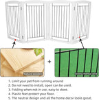 ZJSF Freestanding Foldable Dog Gate - Extra Wide White Puppy Gate for Stairs & Doorways - Tall 4 Panels Wooden Pet Fence