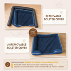 Comfort Expression Orthopedic Dog Bed for Medium Size Dog with Bolster | Waterproof Dog Couch Bed with Washable Cover & Non-Slip Bottom, Supportive Egg Crate Foam Medium Pet Bed, 30x20 Inch