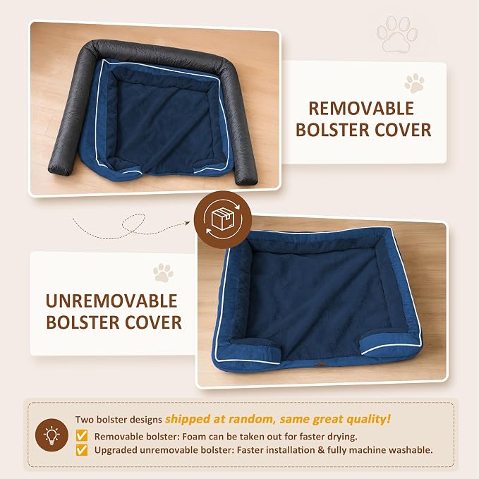 Comfort Expression Orthopedic Dog Bed for Medium Size Dog with Bolster | Waterproof Dog Couch Bed with Washable Cover & Non-Slip Bottom, Supportive Egg Crate Foam Medium Pet Bed, 30x20 Inch