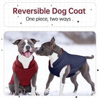 Lelepet Reversible Dog Coat Windproof Dog Jacket Lightweight Puffer Vest | Windproof Wintet Jacket Warm Coats for Large Dogs Adjustbale Hook & Loop Pet Apparel with Leash Hole, Pitbull, Wine Red, XL
