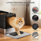 Stainless Steel Litter Box with Lid, XL Enclosed Cat Litter Box for Big Cats, Easy to Clean High Sided Metal Kitty, Front & Top Entry, Scoop, Mat& Foot Pedal - Black