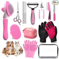 Dog Brush for Shedding 13pcs Bath Grooming Kit with Pet Nail Clipper and File - Dog Bath Brush Cat Grooming Supplies, Dematting Comb Bath Brush Shampoo Scrubber for Dogs and Cats