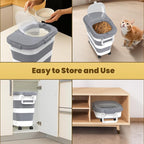 HOYTAMDA 25-35Lbs Collapsible Rice Container,Food Storage Containers Wheels | Rice Storage Container with Airtight Clear Lid,Handle,Small Bin &Scoop,Rice Dispenser for Flour Sugar Cereal Dog Cat Food