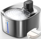 FEELNEEDY Wireless Cat Water Fountain Stainless Steel with Sensor, 4000mAh Battery Operated, 4L/135fl oz Pet Water Fountain for Cats Dogs, Ultra Quiet Cat Drinking Fountain with 2 Filters (YPD-C004S)
