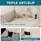 Turquoize 100% Waterproof Sofa Covers Chaise Lounge L Shape Sofa Protector Slip Cover Triple Non-Slip Sofa Slipcover for Sectional Couch Cover for Pets, Kids (Chaise, Ivory)