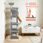 69" Tall Cat Tree for Indoor Cats Large Adult, Multi-Level Cat Tower | Multi-Level Cat Tree with Scratching Posts, Soft Padded Perch, 2 Dangling Toys