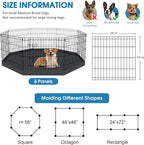 Peekaboo 24-Inch Dog Playpen, 8-Panel Rustproof Pet Fence with Bottom Pad | Foldable 24 Inch Metal Dog Playpen with Bottom Pad for Indoor Outdoor Small Pets