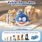 XIAPIA 3-in-1 Plush Shark Squeaky Dog Toys for Aggressive Chewers | No Stuffing Interactive Dog Toys, Hidden Squeaky Ball & Crinkle Paper, Chew Fetch Toy for Small Large Puppy, Birthday Gift