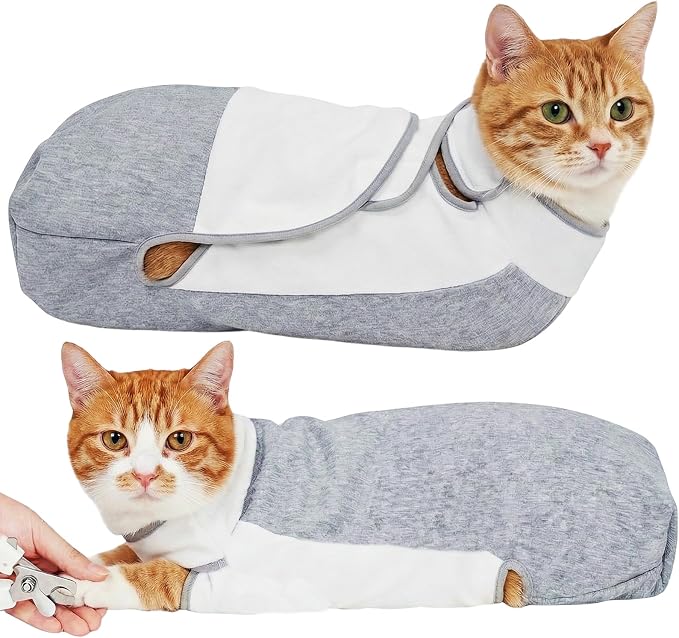 Cat Grooming Wrap, Self Adhesive Cats Anti-Escape Wrap, (12-28lbs) | Anti-Scratch Burrito Restraint Blanket, for Cutting Nails, Calming Cat Swaddle Wrap for Medicine Ear Cleaning, Dental Care