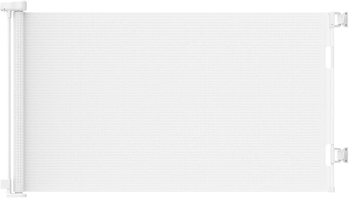 EZIGO 120 Inch Retractable Baby Gates Extra Wide Reinforced Baby Dog Gate | 34 Inch Tall Retractable Dog Gate with Reinforced Strip Mesh Safety Pet Gate for Stairs Hallway Doorway Indoor Outdoor, White