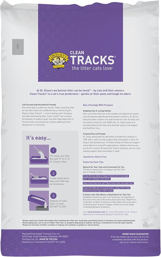 Dr. Elsey's Clean Tracks Clumping Clay Cat Litter 18 lb. Bag
