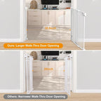 SHYUJAJIE No Bottom Bar Baby Gate, 51.18 inch Tall Cat Pet Gate | for Doorway, Adjustable 27.5in- 43 in Dog Gate with Large Walk Thru Door,White