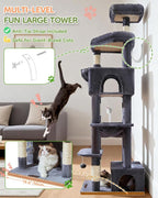 Taoqimiao 79in Cat Tree, Tall Large Cat Tower for Indoor Adult Cats S10G | Easy assembly, Sturdy, Multi Level, Easy Clean, Cozy Condo, Perches, Baskets, Suitable for Kittens and Adult Cats