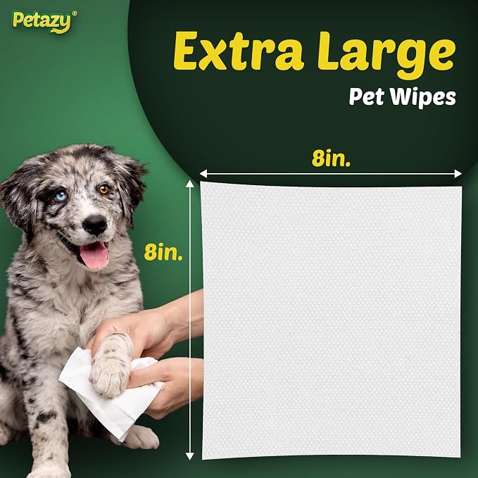 Pet Wipes for Dogs and Cats – 200 Count (8x8in) Hypoallergenic, Deodorizing Dog Wipes for Paws, Ears and Butt | XL with Aloe & Coconut Oil, Chamomile Scented | Travel Size, 2 On-the-Go Packs