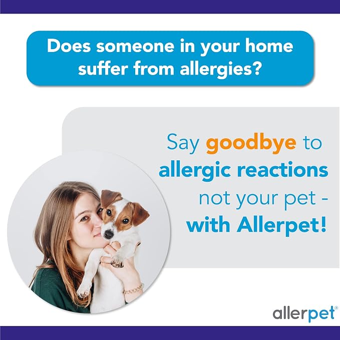 Allerpet Dog Dander Remover w/Free Applicator Mitt - Pet Dander Remover for Allergens - for Canine Dry Skin Treatment - Good for Fur & Skin - (12oz)