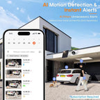 AMTIFO Security Cameras Wireless Outdoor Magnetic - 4-Pack Install-Free Indoor Smart 2K WiFi - Long Battery Life Powered Wireless Security Camera with AI Motion Detection