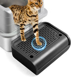 Cat Step for Litter Box, Litter Box Ramp with Filter Function, Black | Cat Litter Box Step for Kitten & Elderly Cats, Washable Double Layer Litter Catcher, Non-Slip Litter Catcher, Easy to Clean