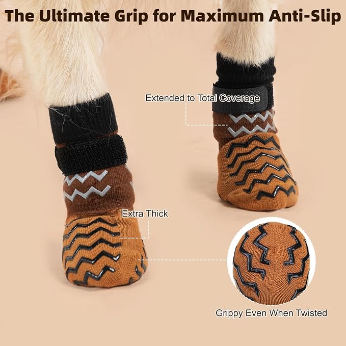 Dog Socks Shoes for Hot Pavement to Prevent Licking Paws, Summer Anti Slip Pet Booties with Grip Traction Control for Hardwood Floors, Grippy Boots & Paw Protectors for Small Medium Large Senior Dogs