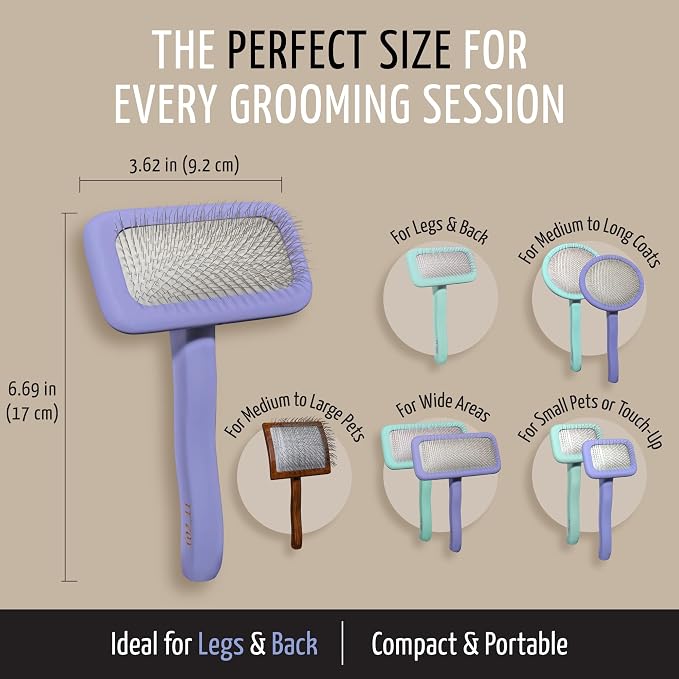 Tauro Pro Line Deshedding Wooden Brush for Dogs & Cats, Medium (M), Purple | Dematting & Detangling, for Mid-Length to Long Coats, Flexible Cushion, Ideal for Doodles & Poodles