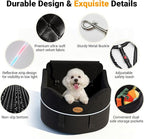 【Master Crafted for Medium Dogs】 PetDance Dog Car Seat with Anti-Tip Design | Cooling Cushion Dog Car Bed for Medium & Small Dogs Up to 50 lbs, 30% Extra Spacious, Anti-Slip Base, Premium Matte Black
