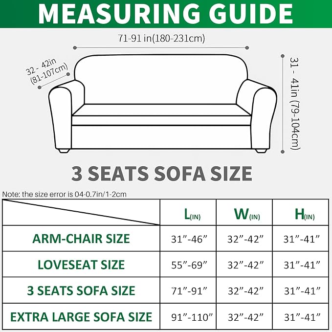 MAXIJIN Stretch Couch Cover Sofa Covers for 3 Cushion Couch (71"-91" Washable Sofa Slipcovers with Non-Slip Foam & Elastic Strap, Dog Cat Pet Friendly Furniture Protector (Large, Navy Blue)