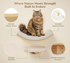 Cat Wall Shelf with Curved Hammock Bed, Wall Mounted Cat Perch | Space-Saving, Floating Cat Wall Bed with Beige Soft Cushion, Wall-Mounted Cat Furniture for All Cat Breeds Sleeping & Playing