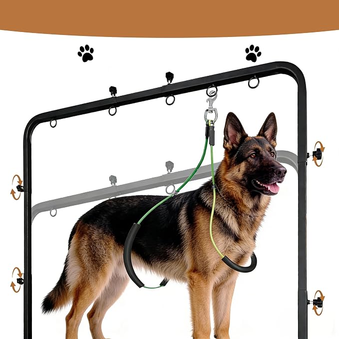 Metacrafts Dog Grooming Arm with Hammock & 2 Nooses, Clamp for Table: 42'' Height, 27''–39'' Width Portable Pet Grooming Kit for Nail Trimming, Cats & Dogs (Table not Included)