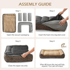 JOEJOY Orthopedic Dog Bed Medium Sized Dogs, Extra Thick Supportive Big Dog Couch Bed with Sides, Ultra Soft Pet Bed Sofa, Brown, 35''x25''