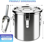 50 lb Stainless Steel Dog Food Storage Container, Airtight Metal Pet Food Storage Bin with Lid and Scoop, Large Dog Food Container for Dry Food, Keep Fresh, Easy to Clean