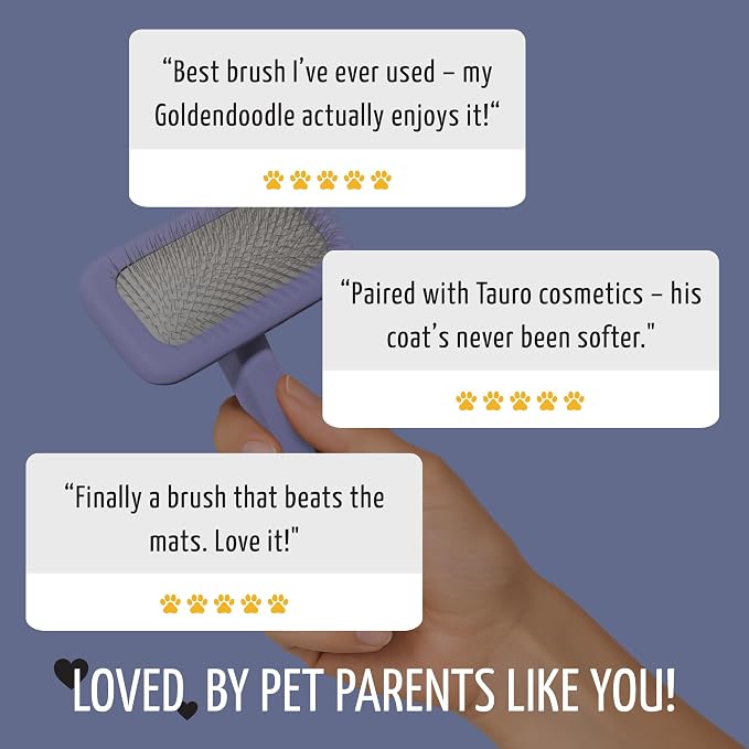 Tauro Pro Line Deshedding Wooden Brush for Dogs & Cats, Medium (M), Purple | Dematting & Detangling, for Mid-Length to Long Coats, Flexible Cushion, Ideal for Doodles & Poodles